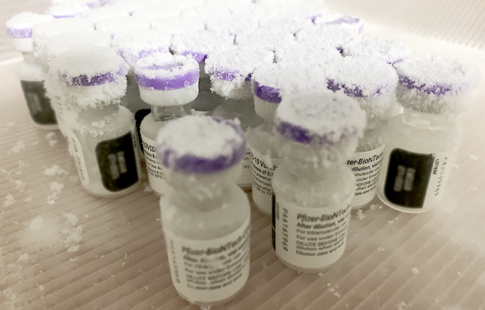 frozen Pfizer vaccine vials